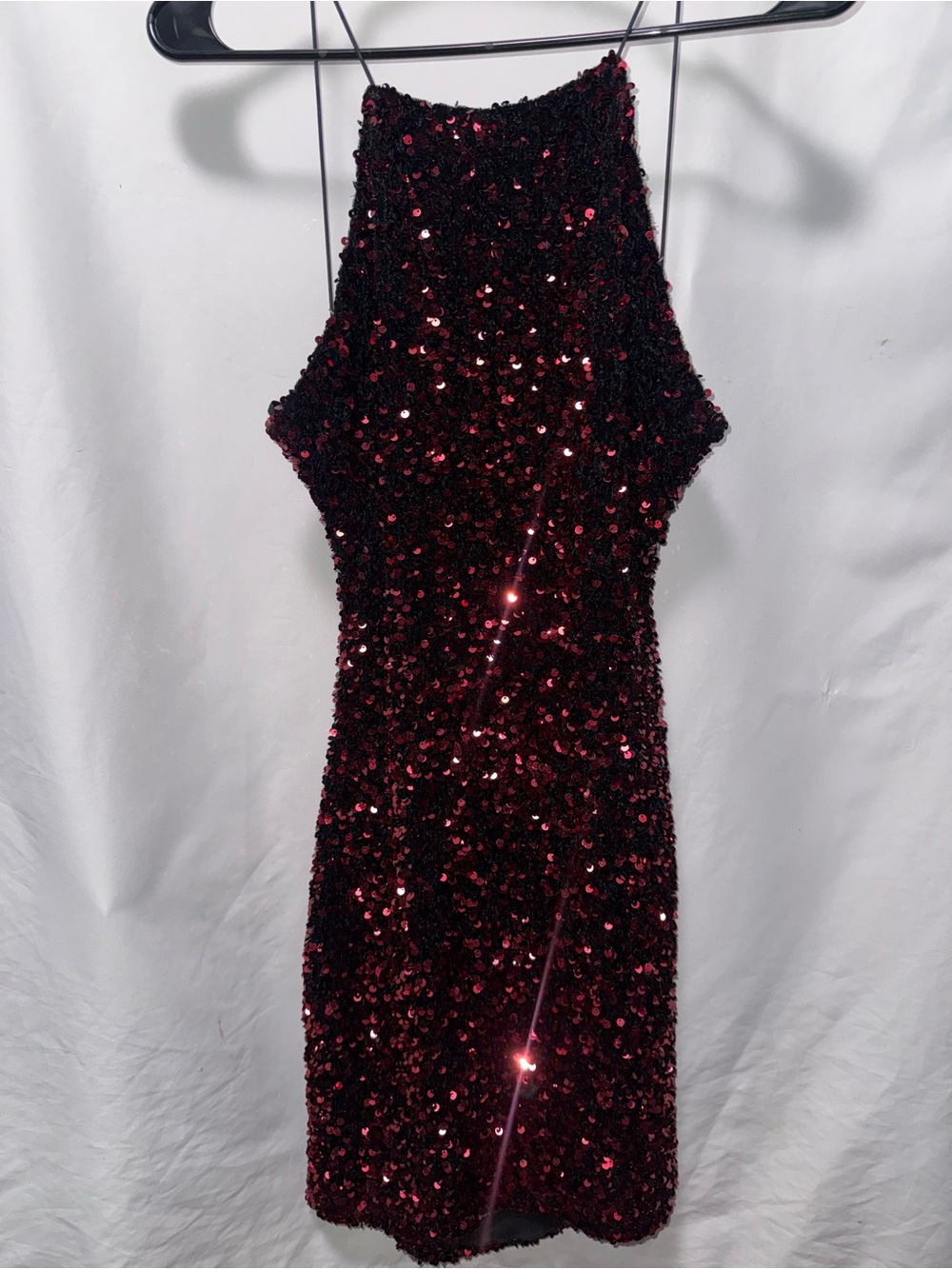 Darling Burgundy Sequin One-Shoulder Bodycon Dress